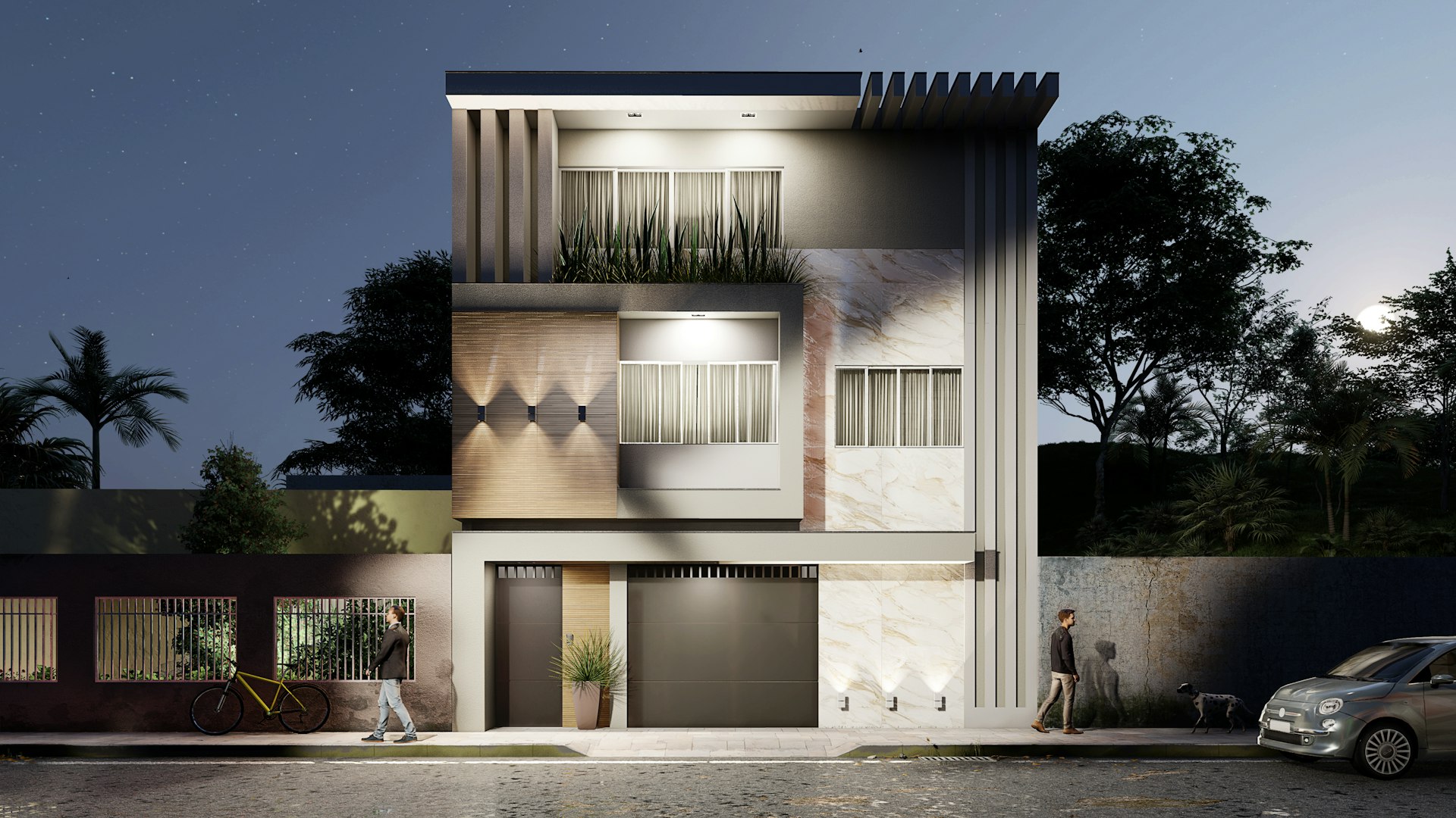 a car is parked in front of a building